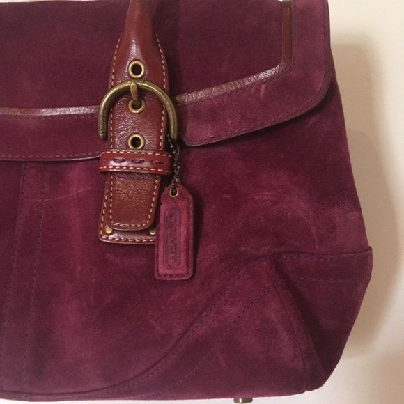 Coach Burgundy Suede Satchel - Picture 4 of 14